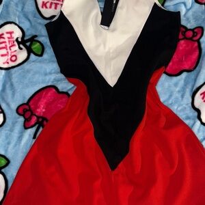 Fashion Nova Black, White, and Red Asymmetrical Dress